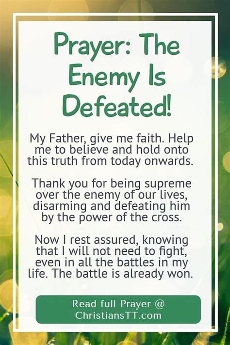 Prayer The Enemy Is Defeated Deliverance Prayers Powerful Prayers