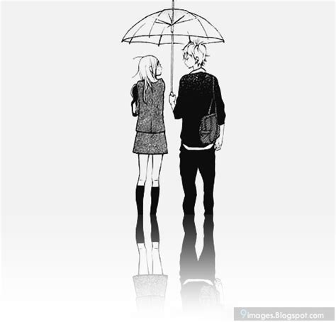 Anime Loving Each Other Couple Umbrella