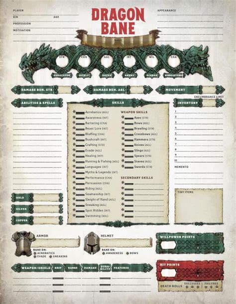 Dragonbane Blank Character Sheet Rdragonbanerpg