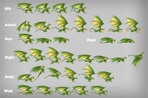 2D Game Dragon Character Sprites CraftPix Net Sprite Animated