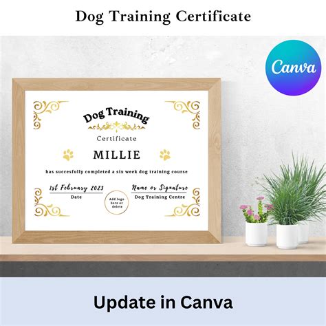 Dog Training Certificate Template Form Dog Training Course Certificate