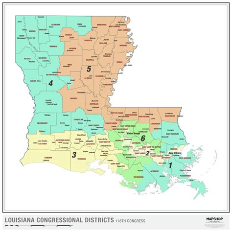 Louisiana 2022 Congressional Districts Wall Map The Map Shop