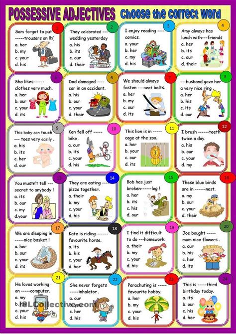 possessive adjectives multiple choice  young learners