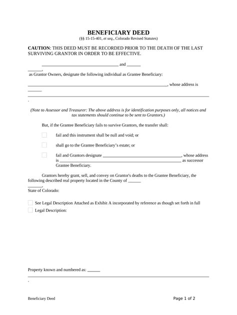Colorado Deed Beneficiary Form Fill Out And Sign Printable Pdf