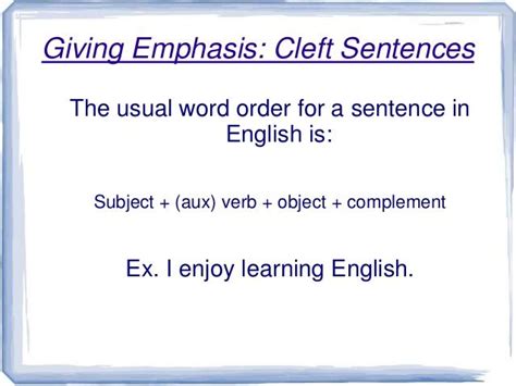 Cleft Sentences 1 English Study Learn English Efl Teaching Relative