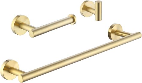 kes gold bathroom accessory set 3 piece towel rail and toilet roll