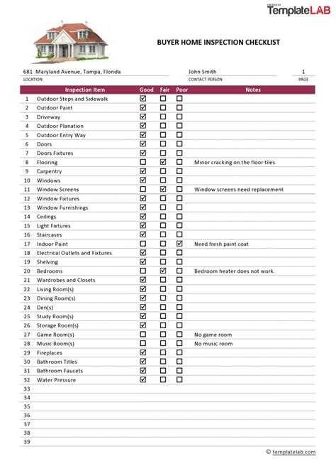 Landscape Inspection Checklist Printable