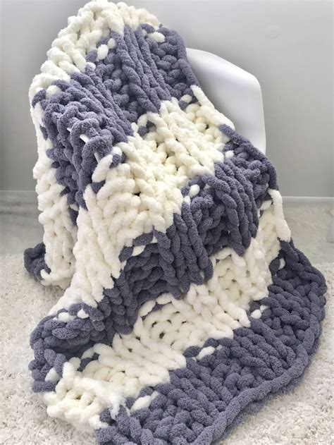 Chunky Knit Chenille Yarn Blanket Chunky Yarn Blanket Chunky Knit