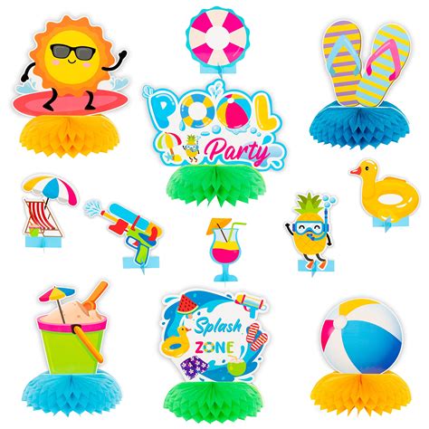 Buy Haooryx 12pcs Beach Ball Honeycomb Centerpiece Table Topper Decoration Tropical Summer Pool