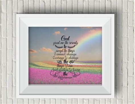 Serenity Prayer Flower Field Rainbow Unframed Wall Art Print