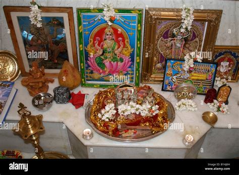 Hindu Shrine In A Home In India Stock Photo Alamy