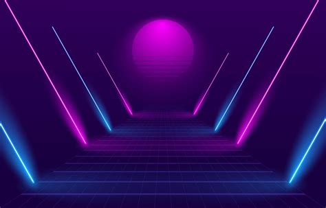 80s Style Path With Neon Lights 1880101 Vector Art At Vecteezy