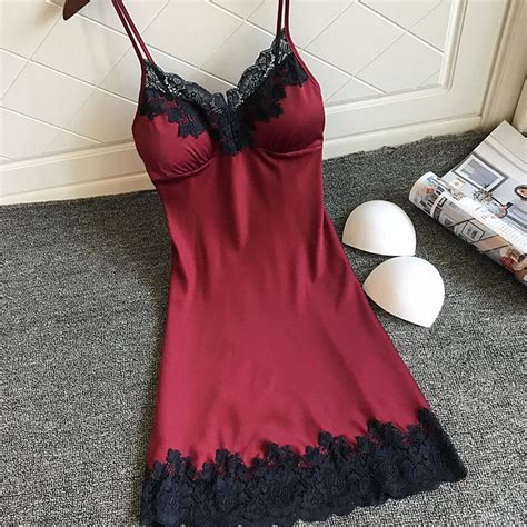 Buy Night Dress Nightgown Sexy Nightwear Vintage Lace Camisola Lingerie Nighty