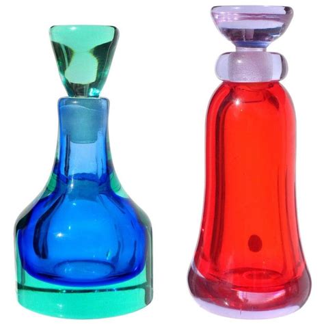 Seguso Vetri Darte Murano Sommerso Blue Red Italian Art Glass Perfume