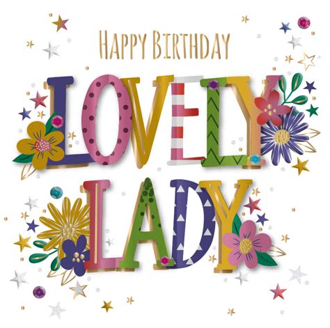Lovely Lady Embellished Birthday Greeting Card Cards