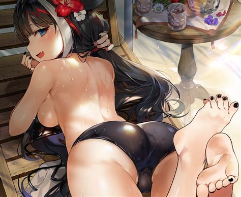 Anthropomorphism Aqua Eyes Ass Azur Lane Barefoot Bikini Black Hair