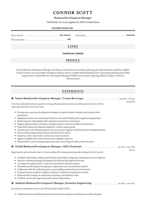 Business Development Manager Resume And Guide 2023