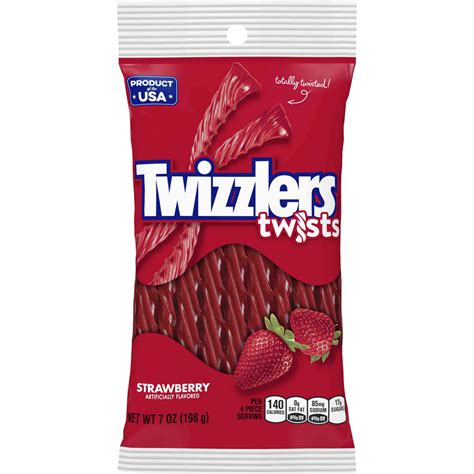 Twizzlers Twists Strawberry Flavored Candy Strawberry Low Fat Trans Fat Free 7 Oz 12