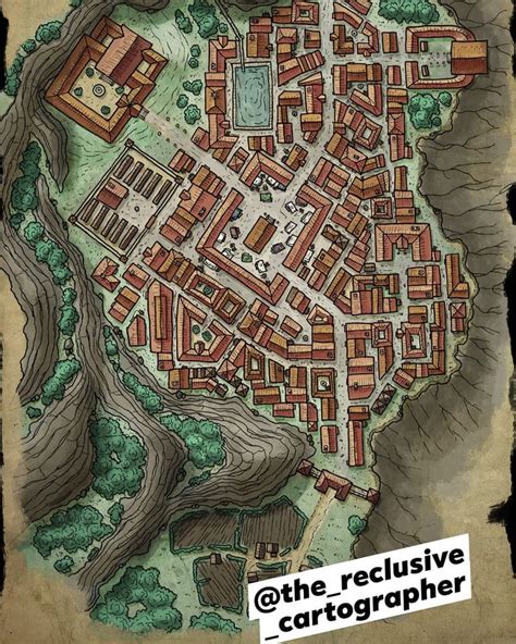 Latest Dnd Map I Drew Roman Inspired Mountain Trading Town Fantasy