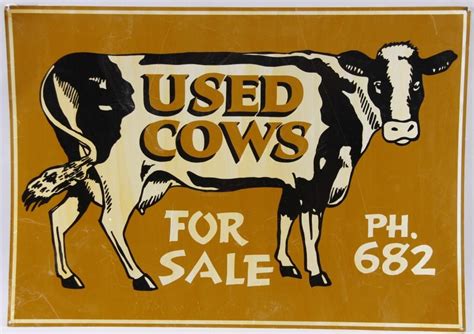 Lot Of 2 Vintage Metal Advertising Signsincluding 1 Used Cows For Sale