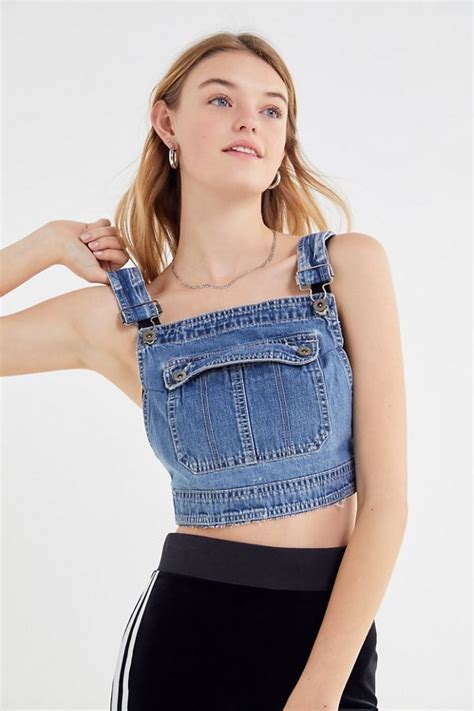 Urban Renewal Remade Denim Overall Cropped Top Denim Crop Top Denim Fashion Fashion