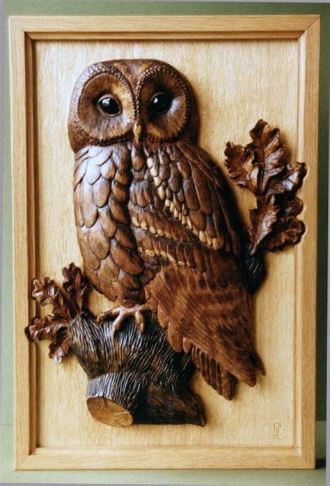 Relief Carved Owl Wood Carving Art Wood Owls Art Carved