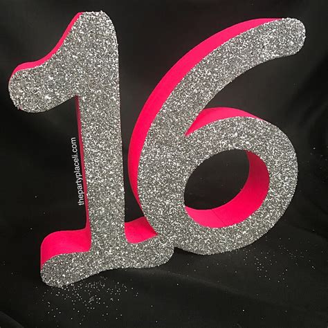 Large Free Standing Glitter Number 16 For Sweet 16 Etsy