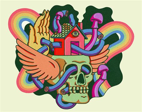 Psychedelic Skull Art Print 11 X 14 Etsy