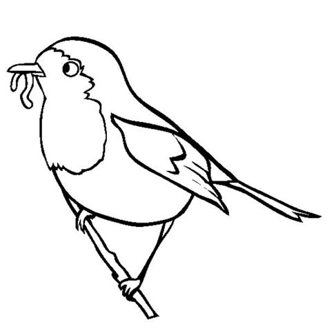 Free printable coloring page state birds and flowers. Robin Eating Worm Coloring Page | Kids Play Color