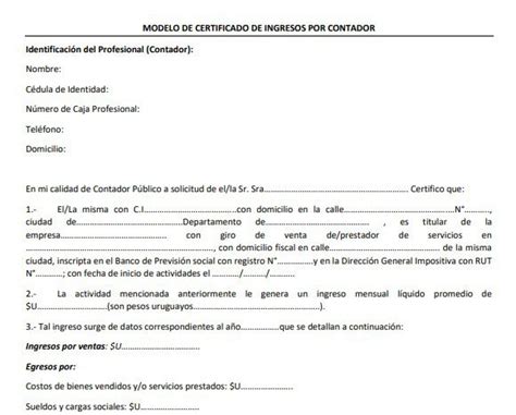 Modelo certificado de ingresos contador público Colombia