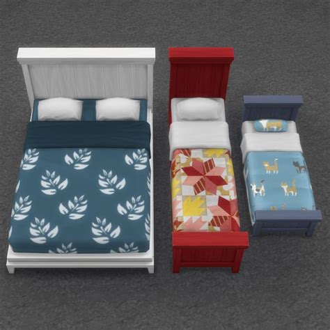 Colonial And Seaside Loner Bed Set · Sims 4 Cc Objects Sims Bedding