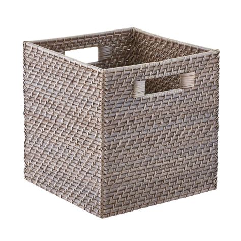 Grey Rattan Storage Cube With Handles In 2020 Cube Storage Ikea