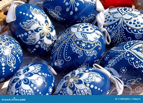 Hand Painted Easter Eggs With Authentic Motifs Stock Photo Image Of