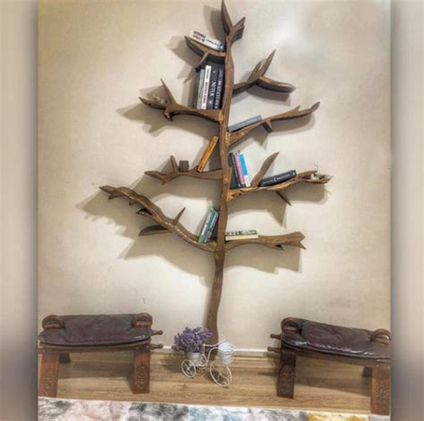 Pine Tree Wall Bookcase Decorative Tree Bookcase Etsy