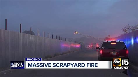 Firefighters Battle Massive Scrapyard Fire In Phoenix Youtube