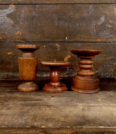 Vintage Wooden Pillar Candle Holdersspindle Candle Etsy Wooden