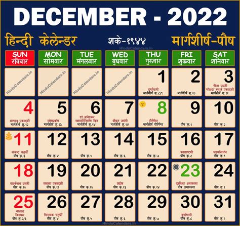 Hindu Calendar 2022 December Hindu Calendar