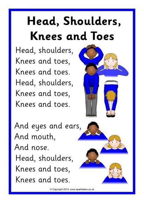 Head Shoulders Knees And Toes Song Sheet Sb10974 Sparklebox
