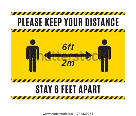 Please Keep Your Distance Sign Stay Stock Vector Royalty Free