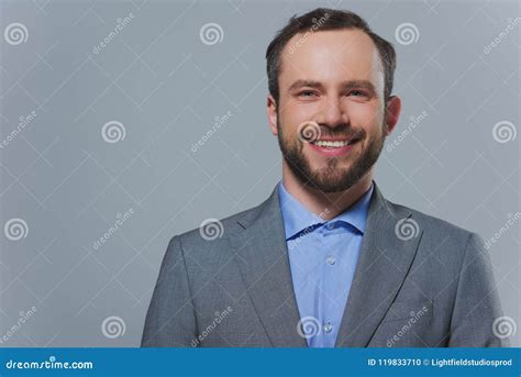 Smiling Handsome Businessman Looking At Camera Stock Photo Image Of