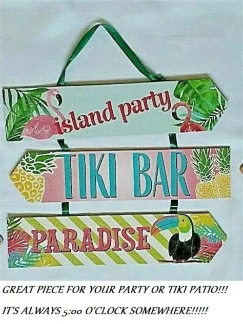14and Tiki Bar Patio Luau Party Beach Tropical Decor Wooden Glitter