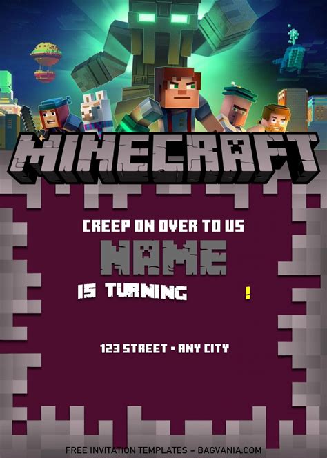 Minecraft Birthday Invitation Templates Editable With Ms Word Free