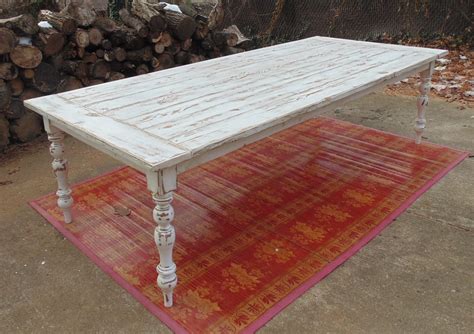 We researched the best options to add to your dining room. 10foot distressed white farm table | Farmhouse table ...
