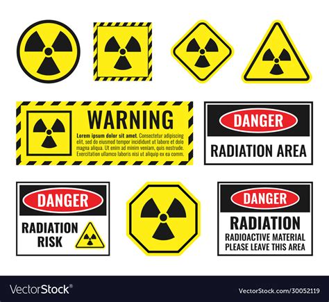 Radiation Danger Sign Set Radioactive Hazard Vector Image