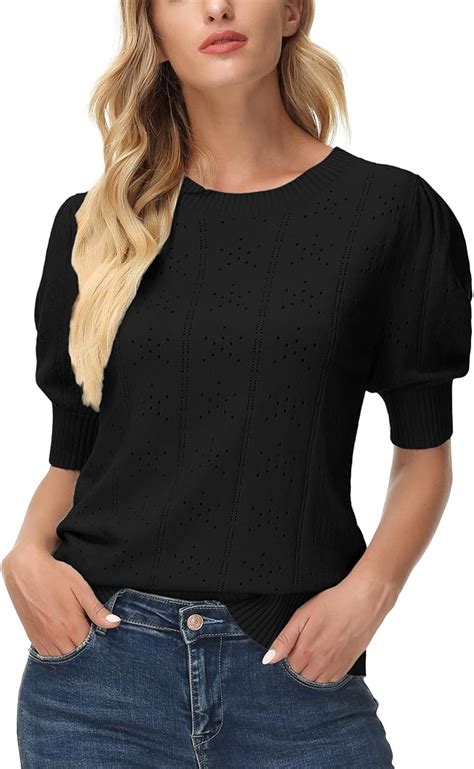 Grace Karin Womens Pullover Sweater Cute Puff Short Sleeve Tops