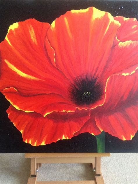 Poppy Painting In Acrylic On Canvas By Fran Jones Poppy Painting Arty