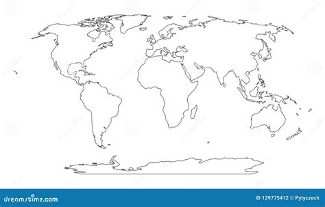 Outline Map Of World Simple Flat Vector Illustration Stock Vector
