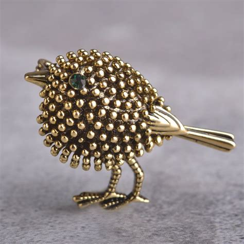 Vivid Antique Silver Plated Cute Bird Brooches For Women Kids New Year
