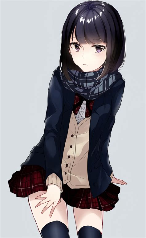 Wallpaper Illustration Anime Girls Short Hair Black Hair Sweater