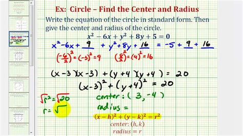 Ex 1 Write General Equation Of A Circle In Standard Form Youtube